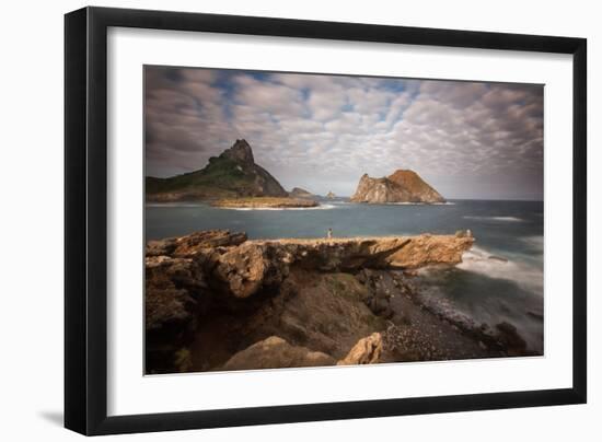 A Woman Stares Out at the Dramatic Landscape of Praia Do Sueste on Fernando De Noronha-Alex Saberi-Framed Photographic Print