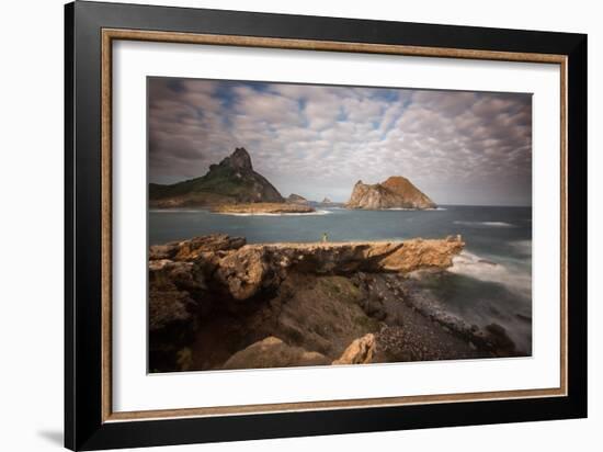 A Woman Stares Out at the Dramatic Landscape of Praia Do Sueste on Fernando De Noronha-Alex Saberi-Framed Photographic Print