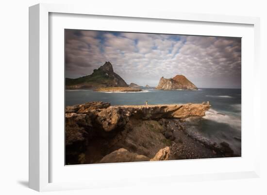 A Woman Stares Out at the Dramatic Landscape of Praia Do Sueste on Fernando De Noronha-Alex Saberi-Framed Photographic Print