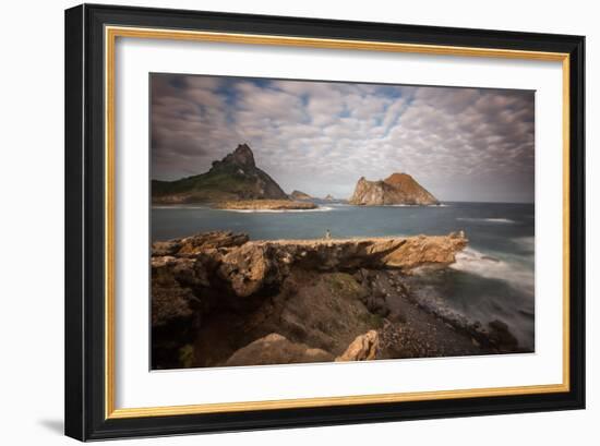 A Woman Stares Out at the Dramatic Landscape of Praia Do Sueste on Fernando De Noronha-Alex Saberi-Framed Photographic Print