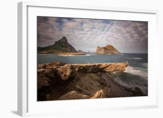 A Woman Stares Out at the Dramatic Landscape of Praia Do Sueste on Fernando De Noronha-Alex Saberi-Framed Photographic Print