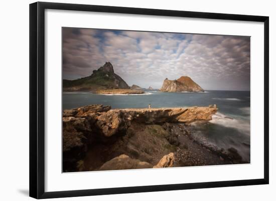 A Woman Stares Out at the Dramatic Landscape of Praia Do Sueste on Fernando De Noronha-Alex Saberi-Framed Photographic Print