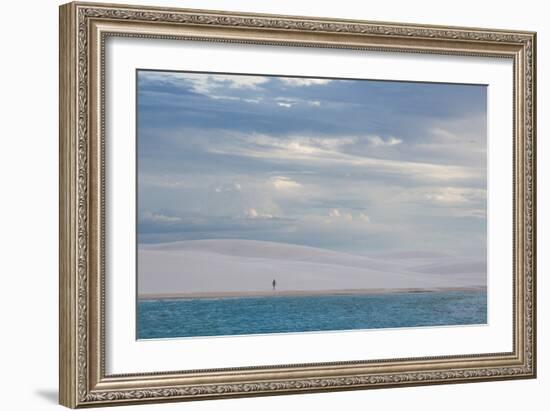 A Woman Walks across the Dunes in Brazil's Lencois Maranhenses National Park-Alex Saberi-Framed Photographic Print