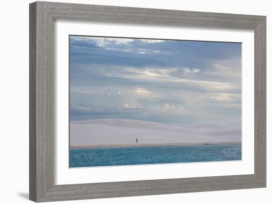 A Woman Walks across the Dunes in Brazil's Lencois Maranhenses National Park-Alex Saberi-Framed Photographic Print