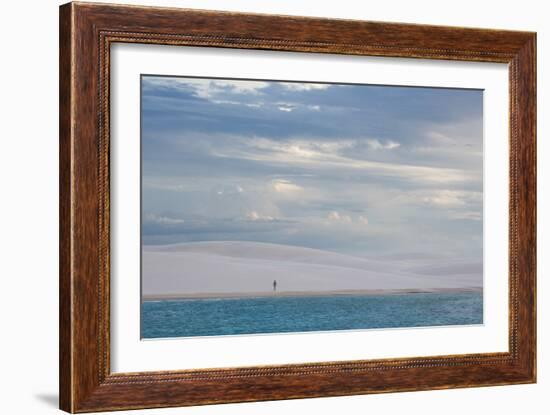 A Woman Walks across the Dunes in Brazil's Lencois Maranhenses National Park-Alex Saberi-Framed Photographic Print