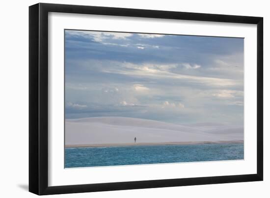 A Woman Walks across the Dunes in Brazil's Lencois Maranhenses National Park-Alex Saberi-Framed Photographic Print