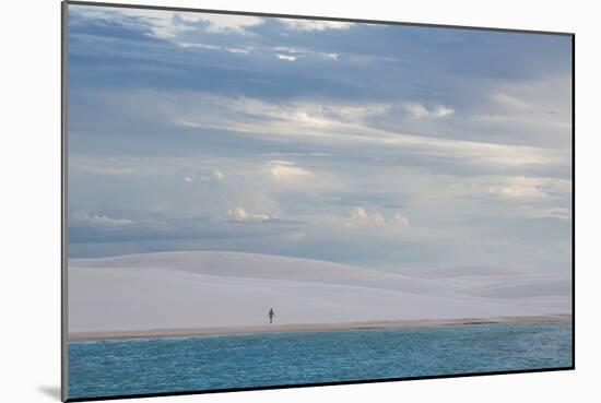 A Woman Walks across the Dunes in Brazil's Lencois Maranhenses National Park-Alex Saberi-Mounted Photographic Print