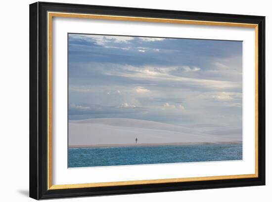 A Woman Walks across the Dunes in Brazil's Lencois Maranhenses National Park-Alex Saberi-Framed Photographic Print