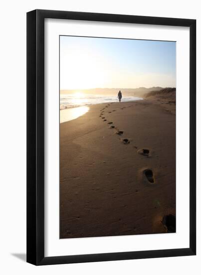 A Woman Walks Down A Secluded Beach On Sicily's Southern Coast-Erik Kruthoff-Framed Photographic Print