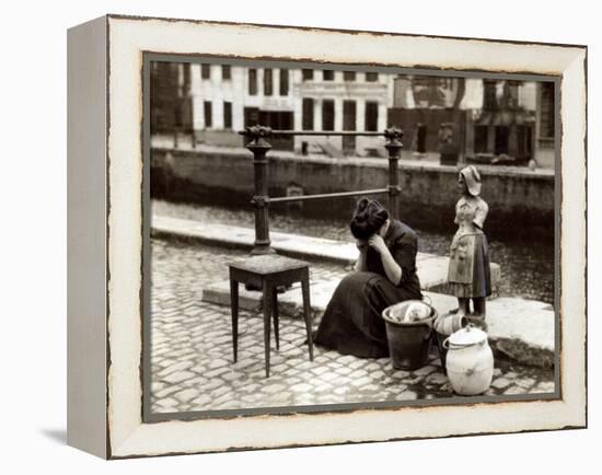 A Woman Weeps at the Roadside Beside Her Worldly Treasures, WWI, Antwerp, Belgium, August 1914-null-Framed Premier Image Canvas