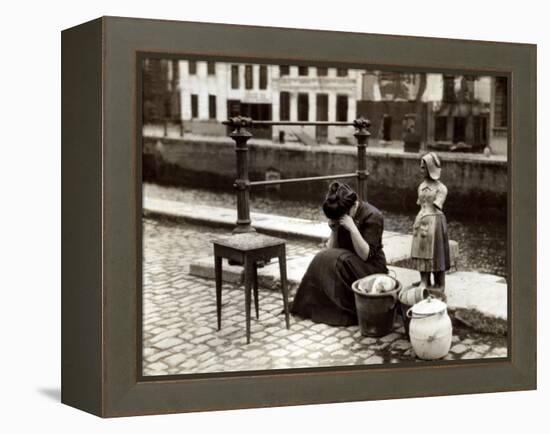 A Woman Weeps at the Roadside Beside Her Worldly Treasures, WWI, Antwerp, Belgium, August 1914-null-Framed Premier Image Canvas