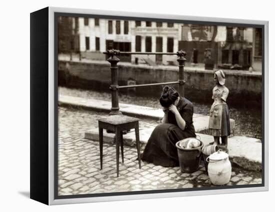 A Woman Weeps at the Roadside Beside Her Worldly Treasures, WWI, Antwerp, Belgium, August 1914-null-Framed Premier Image Canvas