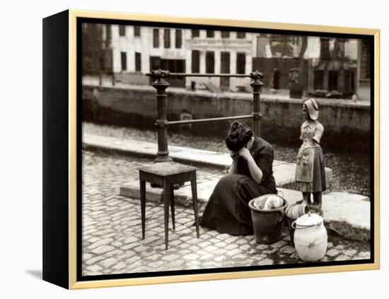 A Woman Weeps at the Roadside Beside Her Worldly Treasures, WWI, Antwerp, Belgium, August 1914-null-Framed Premier Image Canvas