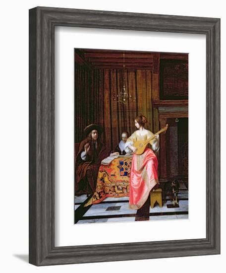 A Woman with a Cittern and a Singing Couple at a Table, C.1667-Pieter de Hooch-Framed Giclee Print