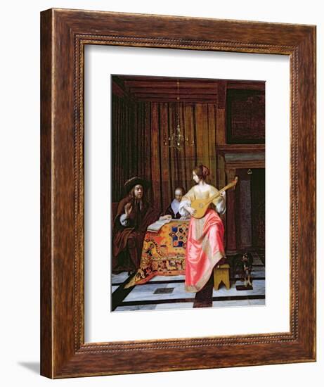 A Woman with a Cittern and a Singing Couple at a Table, C.1667-Pieter de Hooch-Framed Giclee Print