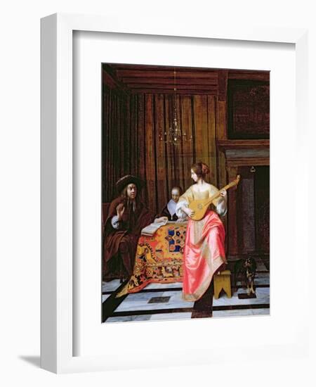 A Woman with a Cittern and a Singing Couple at a Table, C.1667-Pieter de Hooch-Framed Giclee Print