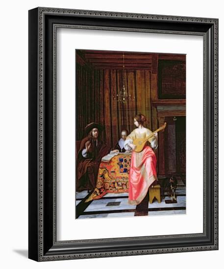 A Woman with a Cittern and a Singing Couple at a Table, C.1667-Pieter de Hooch-Framed Giclee Print