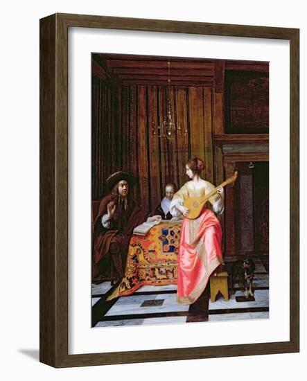 A Woman with a Cittern and a Singing Couple at a Table, C.1667-Pieter de Hooch-Framed Giclee Print