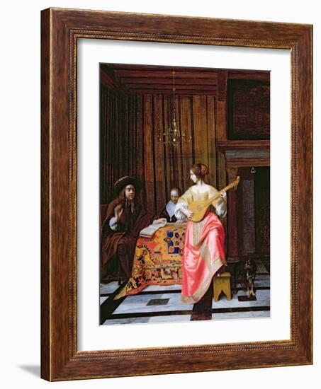 A Woman with a Cittern and a Singing Couple at a Table, C.1667-Pieter de Hooch-Framed Giclee Print