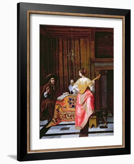 A Woman with a Cittern and a Singing Couple at a Table, C.1667-Pieter de Hooch-Framed Giclee Print