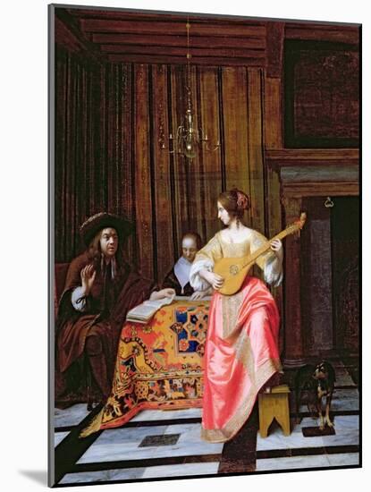 A Woman with a Cittern and a Singing Couple at a Table, C.1667-Pieter de Hooch-Mounted Giclee Print