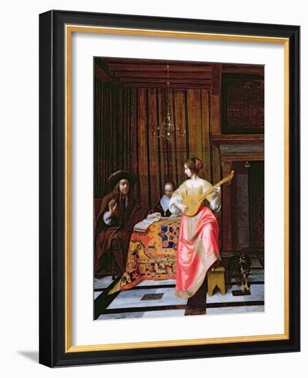 A Woman with a Cittern and a Singing Couple at a Table, C.1667-Pieter de Hooch-Framed Giclee Print