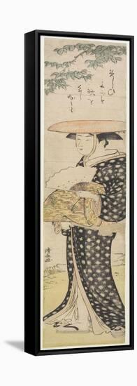 A Woman with a Hat Walking under a Tree, 1782-Torii Kiyonaga-Framed Premier Image Canvas