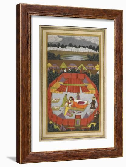 A Woman With Attendants Within an Encampment Of Tents.-Govardhan-Framed Giclee Print