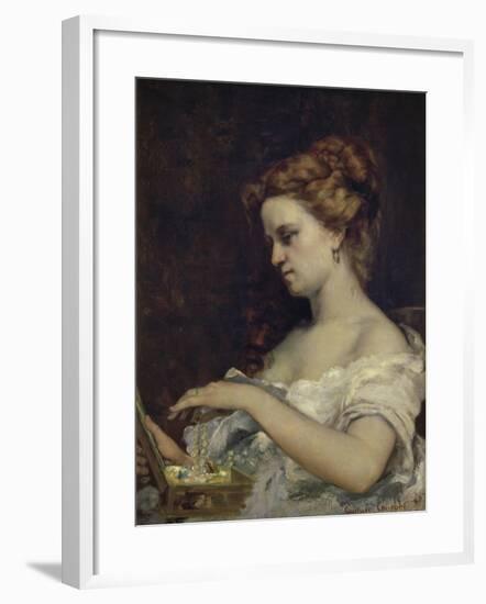 A Woman with Jewellery, 1867-Gustave Courbet-Framed Giclee Print