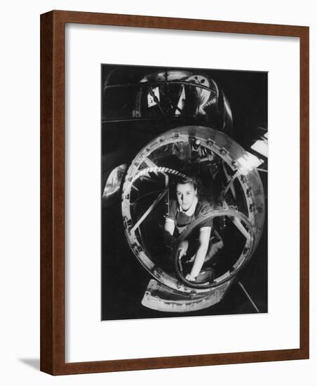 A Woman Working on a Lancaster Bomber, Second World War, 1940s-null-Framed Photographic Print