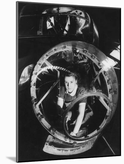 A Woman Working on a Lancaster Bomber, Second World War, 1940s-null-Mounted Photographic Print