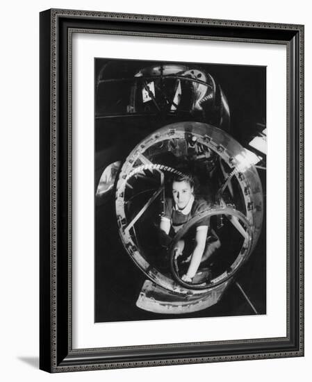 A Woman Working on a Lancaster Bomber, Second World War, 1940s-null-Framed Photographic Print