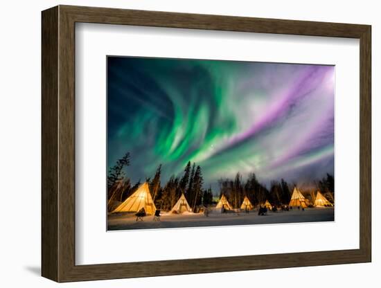 A Wonderful Night with Kp 5 Index Northern Lights at Aurora Village in Yellowknife.-Ken Phung-Framed Photographic Print
