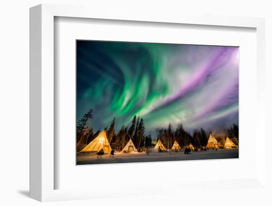 A Wonderful Night with Kp 5 Index Northern Lights at Aurora Village in Yellowknife.-Ken Phung-Framed Photographic Print