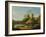 A Wooded Italianate River Landscape with Peasants in a Barge and a Bridge Beyond-William Marlow-Framed Giclee Print