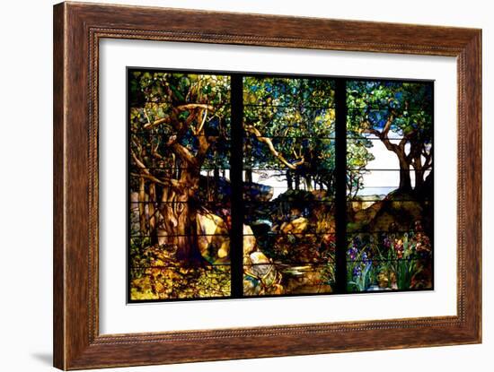 A Wooded Landscape in Three Panels, C.1905 (Glass, Copper Foil, Lead and Wood)-Louis Comfort Tiffany-Framed Giclee Print