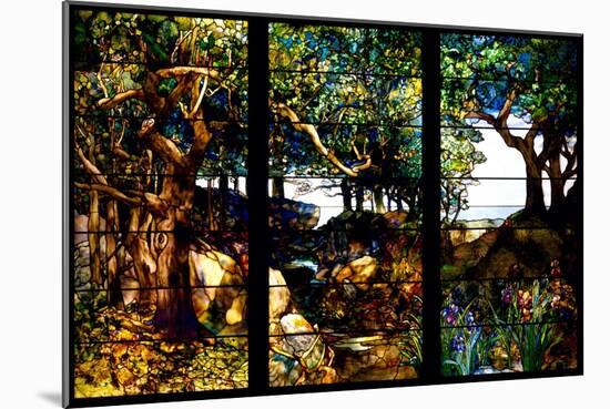 A Wooded Landscape in Three Panels, C.1905 (Glass, Copper Foil, Lead and Wood)-Louis Comfort Tiffany-Mounted Giclee Print