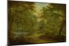 A Wooded Landscape with a Stream and a Fisherman-Thomas Smith of Derby-Mounted Giclee Print