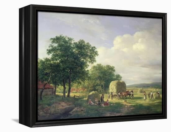 A Wooded Landscape with Haymakers, 1822-Carl Frederic Aagaard-Framed Premier Image Canvas