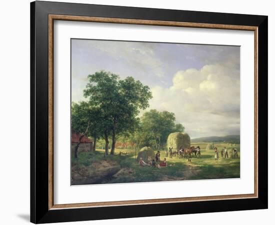 A Wooded Landscape with Haymakers, 1822-Carl Frederic Aagaard-Framed Giclee Print