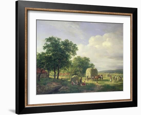 A Wooded Landscape with Haymakers, 1822-Hendrick van de Sande Bakhuyzen-Framed Giclee Print