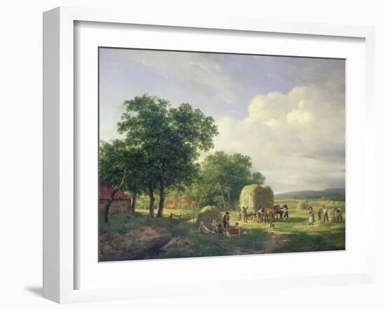 A Wooded Landscape with Haymakers, 1822-Hendrick van de Sande Bakhuyzen-Framed Giclee Print