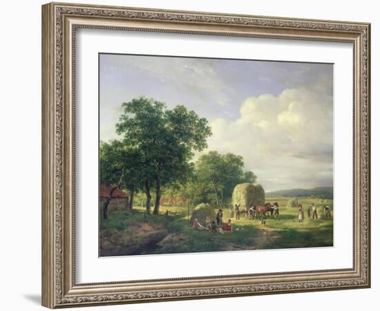 A Wooded Landscape with Haymakers, 1822-Carl Frederic Aagaard-Framed Giclee Print