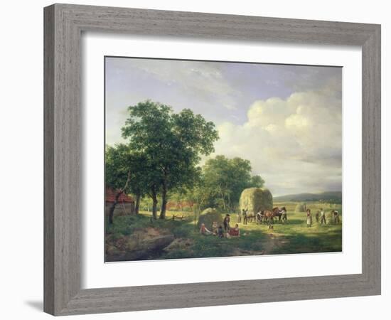 A Wooded Landscape with Haymakers, 1822-Carl Frederic Aagaard-Framed Giclee Print