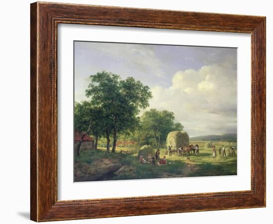 A Wooded Landscape with Haymakers, 1822-Carl Frederic Aagaard-Framed Giclee Print