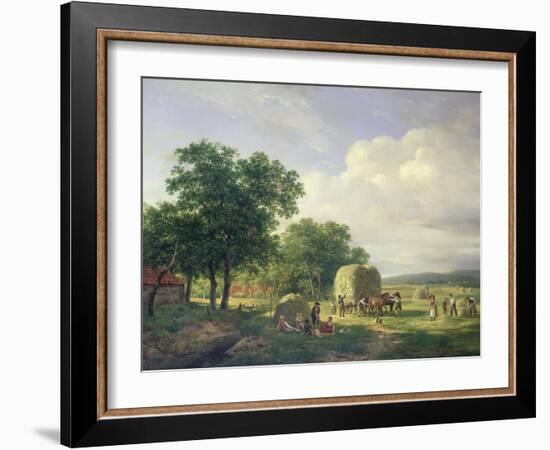 A Wooded Landscape with Haymakers, 1822-Carl Frederic Aagaard-Framed Giclee Print