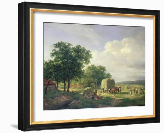 A Wooded Landscape with Haymakers, 1822-Carl Frederic Aagaard-Framed Giclee Print