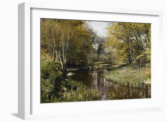 A Wooded River Landscape, 1909-Peder Mork Monsted-Framed Giclee Print