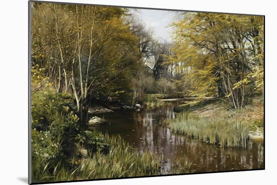 A Wooded River Landscape, 1909-Peder Mork Monsted-Mounted Giclee Print