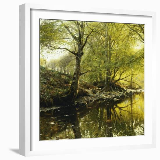 A Wooded River Landscape, 1910-Peder Mork Monsted-Framed Giclee Print